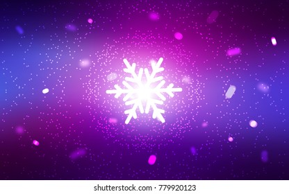 Light Purple, Pink vector cover with beautiful snowflakes. Shining colored illustration with snow in christmas style. The template can be used as a new year background.