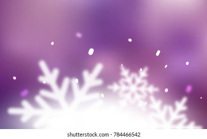 Light Purple, Pink vector cover with beautiful snowflakes. Shining colored illustration with snow in christmas style. New year design for your ad, poster, banner.