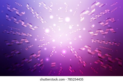 Light Purple, Pink vector cover with happy holiday ribbons. Confetti on blurred abstract background with colorful gradient. The template can be used as a background for postcards.