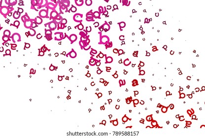 Light Purple, Pink vector cover with english symbols. Modern geometrical illustration with ABC english symbols. The pattern can be used for school, grammar websites.