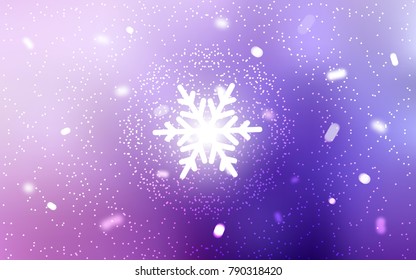 Light Purple, Pink vector cover with beautiful snowflakes. Modern geometrical abstract illustration with crystals of ice. New year design for your business advert.