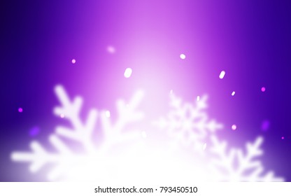 Light Purple, Pink vector cover with beautiful snowflakes. Blurred decorative design in xmas style with snow. The pattern can be used for new year ad, booklets.