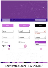 Light Purple, Pink vector design ui kit with mosaic, circles. Ui Ux kit with colorful polygonal background in its header. This sample is for your landing page.