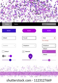 Light Purple, Pink vector design ui kit with dots. Web ui kit with abstract gradient circles in its header. This template you can use for websites.