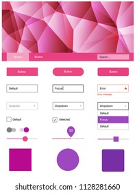 Light Purple, Pink vector design ui kit with mosaic. Colorful Style guide with triangles on abstract background. This sample is for your landing page.