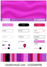 Light Purple, Pink vector design ui kit with curved circles. Creative illustration in halftone marble style with gradient. This sample is for your website.