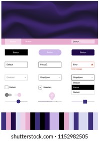 Light Purple, Pink vector design ui kit with curved circles. Colorful illustration in abstract memphis style with gradient. Modern template for your landing page.