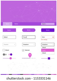 Light Purple, Pink vector design ui kit with mosaic, circles. Simple Material Design Kit with colorful triangles, circles. This sample is for your landing page.