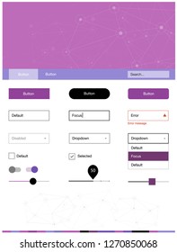 Light Purple, Pink vector design ui kit with mosaic, circles. Style guide with triangles, circles on abstract background. Modern template for your landing page.