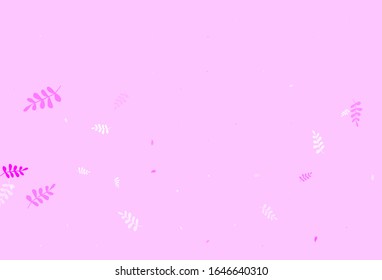Light Purple, Pink vector doodle background with leaves. Decorative illustration with doodles on abstract template. Hand painted design for web, leaflets.