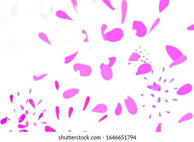 Light Purple, Pink vector doodle pattern with leaves. Sketchy doodles with leaves on blurred background. Elegant pattern for your brand book.