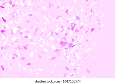 Púrpura clara, fondo de doodle vector rosado con hojas. Ilustración decorativa con doodles en plantilla abstracta. Plantilla para fondos de teléfonos móviles.