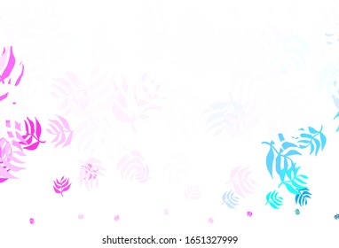 Light Purple, Pink vector doodle backdrop with leaves. Glitter abstract illustration with doodles and leaves. Pattern for wallpapers, coloring books.