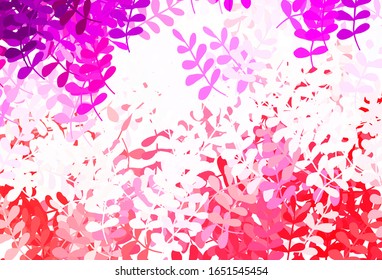 Light Purple, Pink vector doodle backdrop with leaves. Shining colored illustration with leaves in doodle style. A new texture for your wallpaper design.