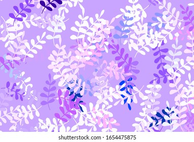Light Purple, Pink vector doodle background with leaves. An elegant bright illustration with leaves in Natural style. New design for your business.