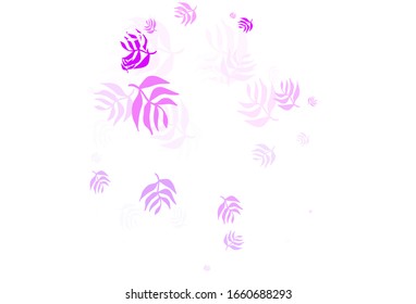 Light Purple, Pink vector doodle texture with leaves. A vague abstract illustration with leaves in doodles style. A new texture for your wallpaper design.