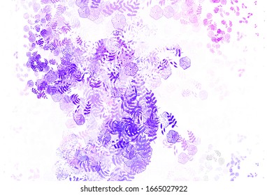 Light Purple, Pink vector doodle backdrop with leaves. Colorful abstract illustration with leaves in doodle style. The best design for your business.