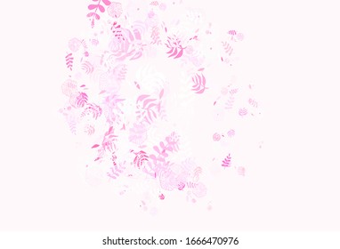 Light Purple, Pink vector doodle pattern with leaves. Colorful illustration in doodle style with leaves. Doodle design for your web site.