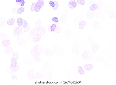 Light Purple, Pink vector doodle background with flowers. Shining colored illustration with flowers. Template for backgrounds of cell phones.