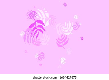 Light Purple, Pink vector doodle backdrop with leaves. Doodle illustration of leaves in Origami style with gradient. Brand new design for your business.