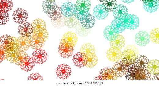 Planta de doodle vectorial pálido con flores. Ilustración con flores coloridas abstractas con gradiente. Nuevo diseño comercial.