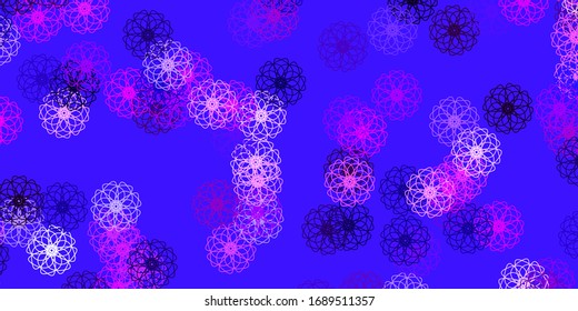 Light Purple, Pink vector doodle pattern with flowers. Illustration with abstract colorful flowers with gradient. Brand new business design.