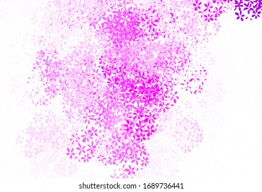 Light Purple, Pink vector doodle background with leaves. Sketchy doodles with leaves on blurred background. A new texture for your wallpaper design.