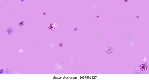 Light Purple, Pink vector doodle pattern with flowers. Illustration with abstract colorful flowers with gradient. Best design for your business.