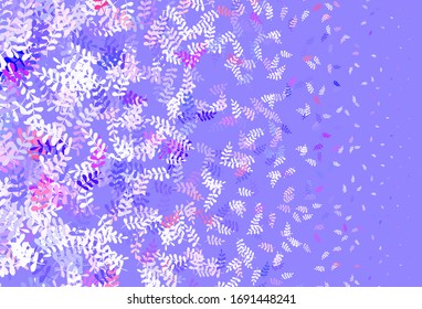 Púrpura clara, fondo de doodle vector rosado con hojas. Una vaga ilustración abstracta con hojas en estilo doodles. Nueva plantilla para su diseño.