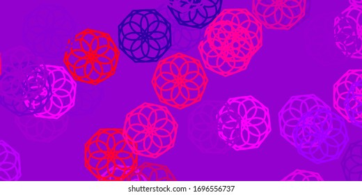 Hellviolett, rosafarbene Vektorillustration, doodle Struktur mit Blumen. Einfaches Design mit Blumen auf abstraktem Hintergrund. Farbiges Muster für Frühlingspartys.