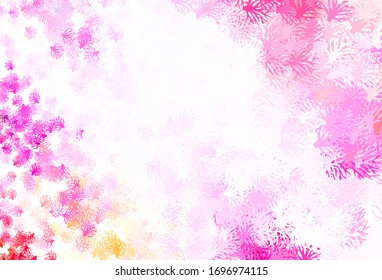 Púrpura clara, fondo de doodle vector rosado con ramas. Ilustración abstracta brillante con hojas y ramas. Diseño elegante para su libro de marca.