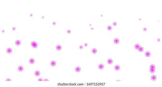 Light Purple, Pink vector doodle pattern with flowers. Gradient colorful abstract flowers on simple background. Best design for your business.