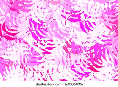 Light Purple, Pink vector doodle backdrop with leaves. Creative illustration in blurred style with leaves. Brand new style for your business design.