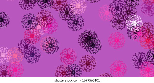 Light Purple, Pink vector doodle pattern with flowers. Gradient colorful abstract flowers on simple background. Best design for your business.