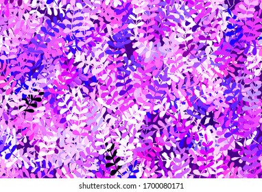 Leichte violette, rosafarbene Vektorillustration-Doodle-Vorlage mit Blättern. Farbige Illustration mit Blättern im Doodle-Stil. Das beste Design für Ihr Unternehmen.