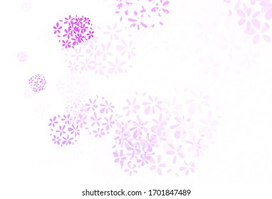 Light Purple, Pink vector doodle texture with leaves. Glitter abstract illustration with doodles and leaves. Pattern for heads of websites, designs.