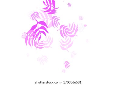 Púrpura clara, Doodle vector rosa fondo con hojas. Ilustración de hojas en estilo Origami con degradado.  Nuevo diseño para su negocio.