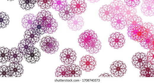Color púrpura claro, Doodle vector rosado con flores. Flores abstractas de color degradado sobre un fondo sencillo. Mejor diseño para su negocio.