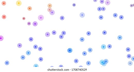 Light Purple, Pink vector doodle background with flowers. Abstract illustration with flowers in Origami style. Colorful pattern for spring parties.