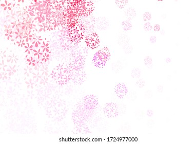 Light Purple, Pink vector doodle template with leaves. A vague abstract illustration with leaves in doodles style. New template for your design.