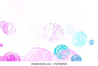 Leicht lila, rosa Vektor Doodle-Layout mit Rosen. Farbige Abbildung mit Blumen im Doodle-Stil. Neue Vorlage für Ihr Design.