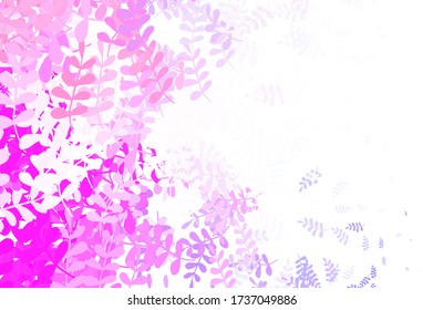 Light Purple, Pink vector doodle backdrop with leaves. Colorful illustration in doodle style with leaves. New template for your brand book.