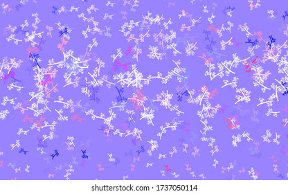 Púrpura claro, fondo de doodle vector rosado con ramas. Ilustración colorida en estilo doodle con hojas, ramas. Nueva plantilla para tu libro de marcas.