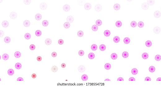Patrón de doodle vectorial rosa claro morado con flores. Ilustración con flores coloridas abstractas con gradiente. Patrón para diseños de sitios web.