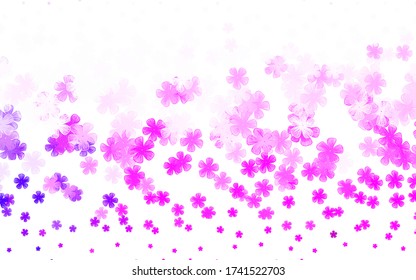 Púrpura claro, textura de doodle vector rosado con flores. Ilustración colorida con flores de estilo doodle. Nuevo diseño para su negocio.