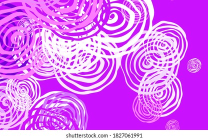 Púrpura claro, Doodle vector rosado fondo con rosas. Ilustración con coloridas flores abstractas de doodle. Nuevo diseño para su negocio.
