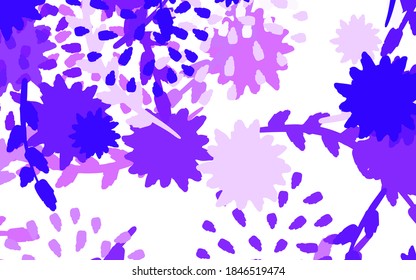 Púrpura claro, fondo de doodle vector rosa con flores Ilustración colorida en estilo doodle con flores. Nuevo estilo para su diseño de negocio.
