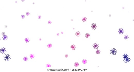 Púrpura claro, patrón de doodle vector rosado con flores. Flores coloridas de estilo natural sobre un fondo sencillo. Diseño inteligente para envolturas, fondos de pantalla.