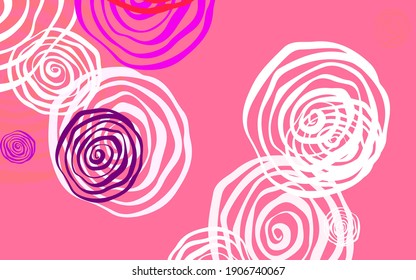 Light Purple, Pink vector doodle pattern with roses. Brand new colored illustration with flowers. Pattern for wallpapers, coloring books.