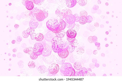 Light Purple, Pink vector doodle pattern with roses. Modern abstract illustration with flowers. A new texture for your wallpaper design.